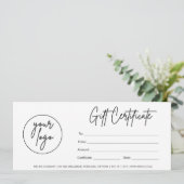 Modern zakelijk cadeaubewijs met logo (Staand voorkant)