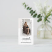 Modern Zakelijk Foto Monogram & Logo QR Code Visitekaartje (Staand voorkant)
