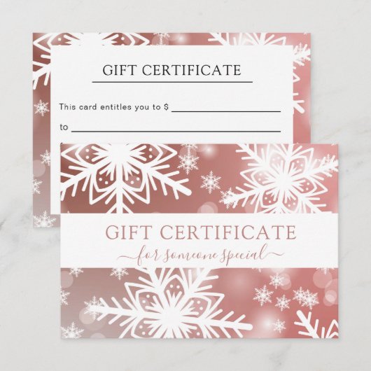 MODERN ZAKELIJK KERSTCERTIFICAAT cadeau voor u (Voorkant / Achterkant)