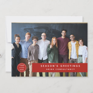 Modern zakelijk kerstlogo teamfoto rood feestdagenkaart