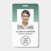 Modern Zakelijk Logo Barcode Groen Foto ID Badge (Voorzijde)