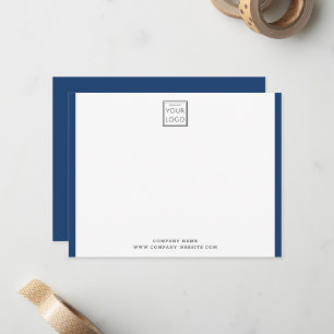 Modern Zakelijk Logo Bedrijfsnaam Blauwe Rand 5x7 Notitiekaartje