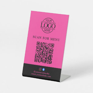 Modern Zakelijk Logo Contactloos QR Code Menu Reclamebord Met Voetstuk