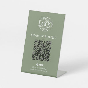 Modern Zakelijk Logo Contactloos QR Code Menu Reclamebord Met Voetstuk