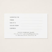 Modern zakelijk logo elegant cadeaubon visitekaartje (Achterkant)