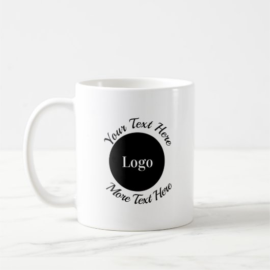Modern Zakelijk Logo en Gepersonaliseerde Tekst Koffiemok (Links)