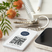 Modern Zakelijk Logo en QR Code Minimalistisch Sleutelhanger (Voorkant Rechts)