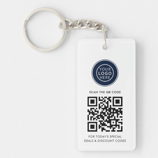 Modern Zakelijk Logo en QR Code Minimalistisch Sleutelhanger (Voorkant)