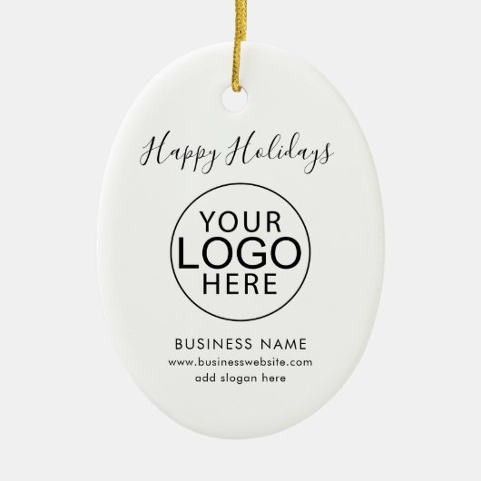 Modern zakelijk logo en QR-code script Kerstmis Keramisch Ornament (Voorkant)