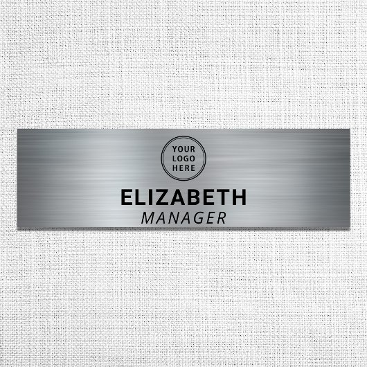 Modern zakelijk logo geborsteld zilver naamplaatje