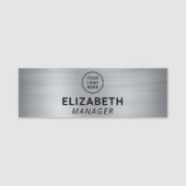 Modern zakelijk logo geborsteld zilver naamplaatje (Voorkant)