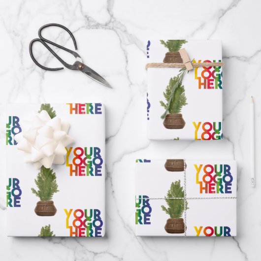 Modern Zakelijk Logo Kerstboom Vakantie Inpakpapier Vel (Voorkant)