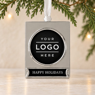 Modern Zakelijk Logo Kerstgroet Verzilverd Banner Ornament