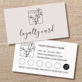 Modern Zakelijk Logo Loyalty Card 5 Spleten Beige Visitekaartje