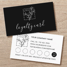 Modern Zakelijk Logo Loyalty Card 5 Spleten Zwart Visitekaartje