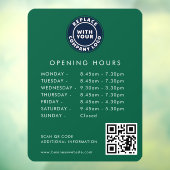 Modern Zakelijk Logo QR-code Openingsuren Groen Raamsticker (Vel 3)