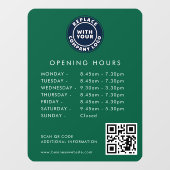 Modern Zakelijk Logo QR-code Openingsuren Groen Raamsticker (Vel)