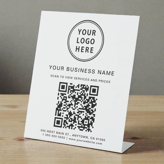 Modern zakelijk logo QR-code Reclamebord Met Voetstuk