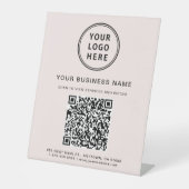 Modern Zakelijk Logo QR Code Roze Reclamebord Met Voetstuk (Voorkant)