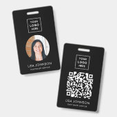 Modern Zakelijk Logo QR Code Zwarte Personeelsbadg Badge (Voor- en achterkant)