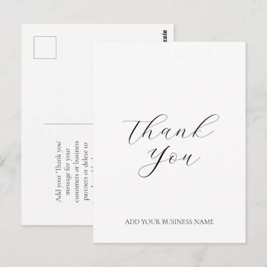 Modern Zakelijk Logo Script Dank U Wit Briefkaart (Voorkant / Achterkant)