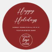 Modern Zakelijk Logo Script Prettige Feestdagen Ronde Sticker (Voorkant)
