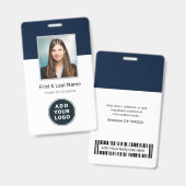 Modern zakelijk logo werknemers foto met barcode badge (Voor- en achterkant)