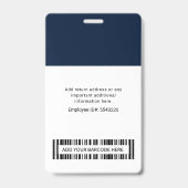 Modern zakelijk logo werknemers foto met barcode badge (Achterkant)