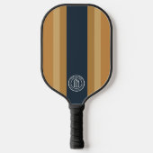 Modern zakelijk merklogo marine gestreept pickleball paddle (Voorkant)