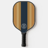 Modern zakelijk merklogo marine gestreept pickleball paddle (Achterkant)