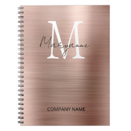 Modern Zakelijk Monogram Roze Notitieboek