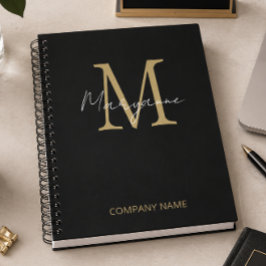 Modern Zakelijk Monogram Zwart Notitieboek