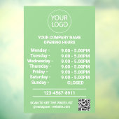 Modern Zakelijk Openingstijden Logo Qr Code Groen Raamsticker (Vel 3)