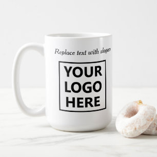 Modern zakelijk promotioneel logo slogan adres koffiemok