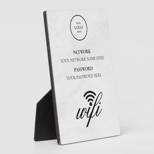 Modern Zakelijk Wifi Netwerk en Wachtwoord Zwart Fotoplaat (Zijkant)