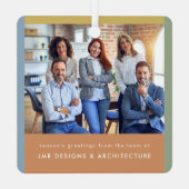 Modern Zakelijk Zwart-wit Kerstmis Metalen Ornament (Achterkant)