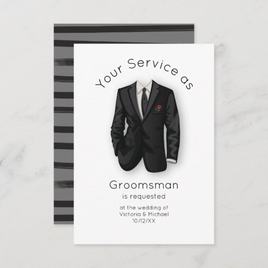 Modern zal je mijn Groomsman Suit & Stropdas zijn Kaart (Voorkant / Achterkant)