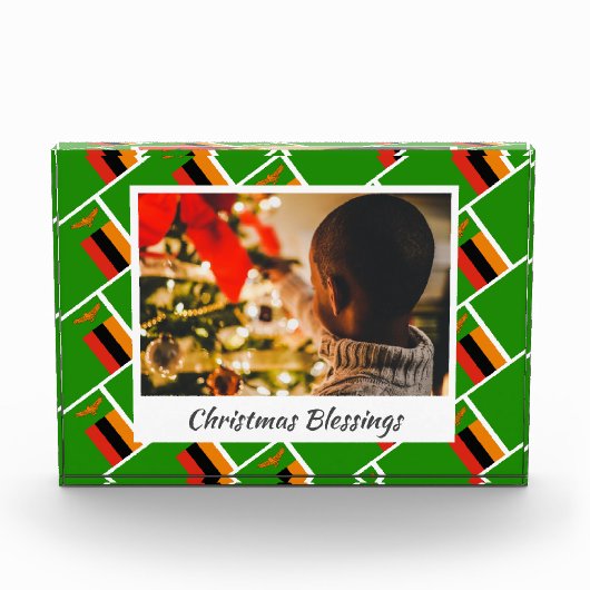 Modern ZAMBIA FLAG Kerstmis Fotoblokken (Voorkant)