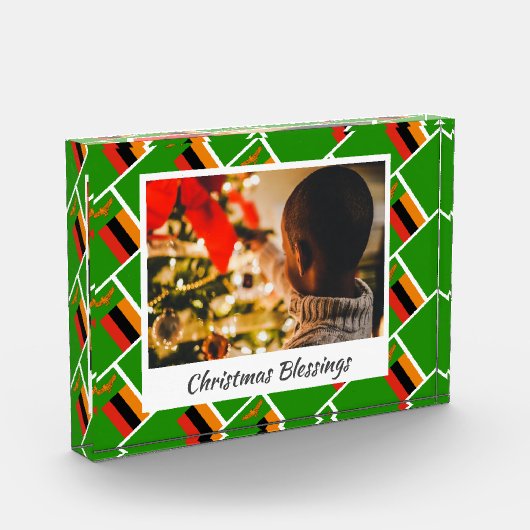 Modern ZAMBIA FLAG Kerstmis Fotoblokken (Links)