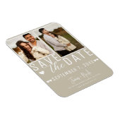 Modern Zand Beige Save the Date 2 Foto Bruiloft Magneet (Rechterzijde)
