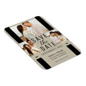 Modern Zand Beige Save the Date 3 Foto Bruiloft Magneet (Rechterzijde)