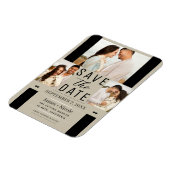 Modern Zand Beige Save the Date 3 Foto Bruiloft Magneet (Linkerzijde)