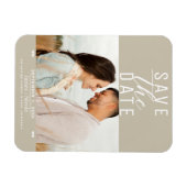 Modern Zand Beige Save the Date Wedding Photo Magneet (Horizontaal)