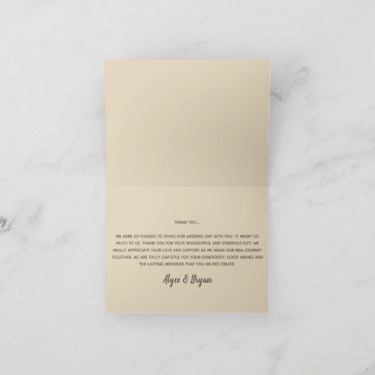 Modern zand en koraal bruiloft dank u opmerking bedankkaart (Binnen)