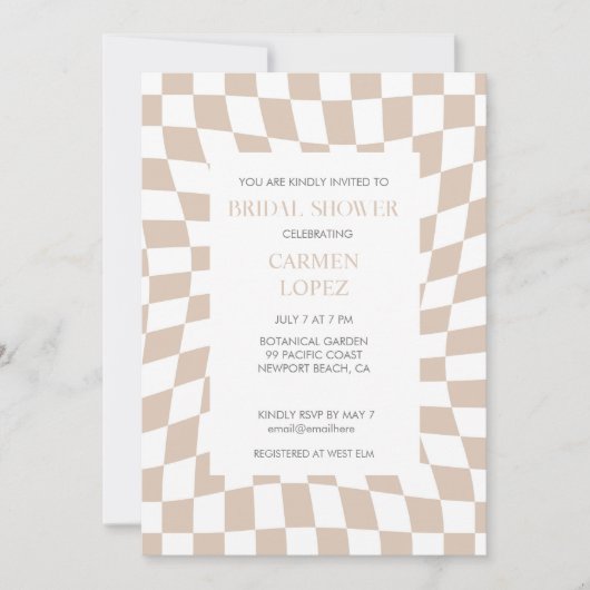 Modern Zand Roos Gecontroleerd Vrijgezellenfeest Kaart (Voorkant)