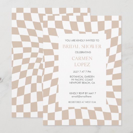 Modern Zand Roos Gecontroleerd Vrijgezellenfeest Kaart (Voorkant / Achterkant)