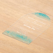 Modern Zand & Zee Blauwgroen White Beach Thema bru Acryl Uitnodigingen (Laagn)