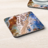 Modern zandstrand patroon waterschuim patroon bier onderzetter (Linkerzijde)