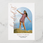 Modern Ze deed het Arch Photo Afstuderen Party Folie Uitnodiging (Voorkant)