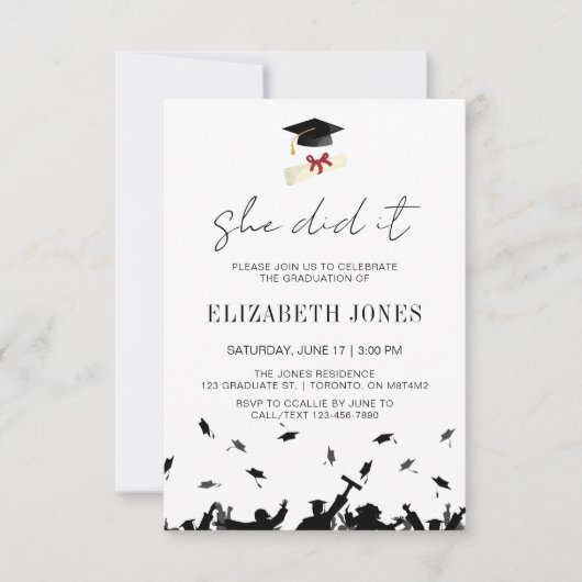 Modern Ze Heeft Het Gedaan Afstudeerfeest Minimali Kaart (Voorkant)
